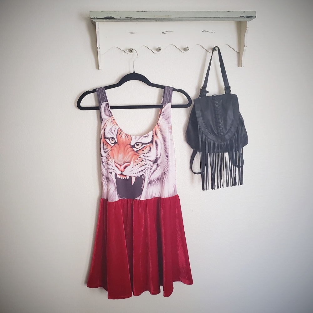 Reverse | Tiger Skater Dress w/ Red Velvet Skirt